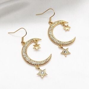 Moon and Star Dangle Earrings